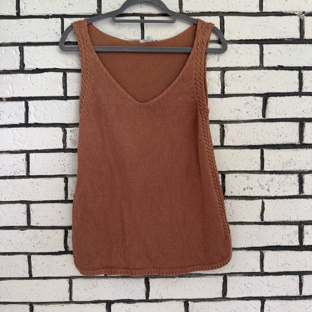 Brown Sleeveless Knit Tank Top